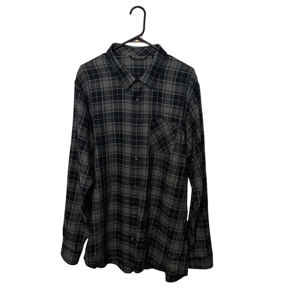 Travis Mathew St Andrews Links Shirt Mens XXL Gray Black Plaid Flannel Golf